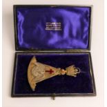 A silver gilt Victorian Masonic Rose Croix collar jewel, London 1890, 38gm, case