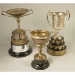 Three silver sailing presentation trophies, two 358gm, one loaded, plinths Ex Brigham Sailing