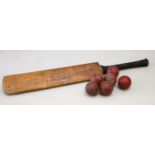 A Don Bradman Autograph series bat by Slazanger London, the shoulder of the bat are embossed with