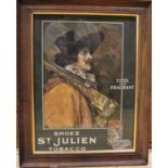 An original Smoke St. Julian Tobacco showcard, framed, overall 59 x 47cm.