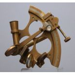 A reproduction brass sextant, 19cm, hardwood case