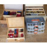 A collection of Meccano parts & accessories to include pulleys, angle strips, corner gussets, dent