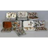 Eight various sized Wheatley Silmalloy fly boxes, each well stocked with assorted flies including