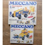 A 1970's Meccano motorised construction set No3 together with a No4 construction set, boxed with