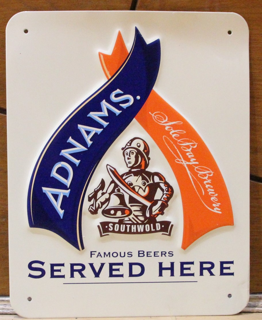 An Adnams Brewery pressed tin advertising sign, 34 x 27cm.