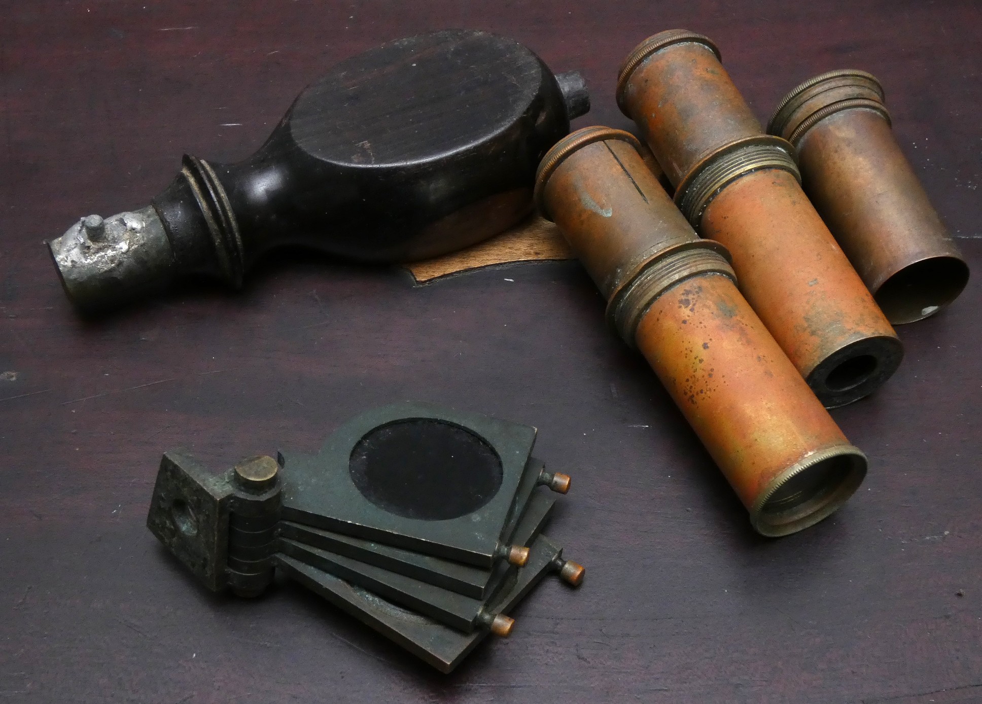 A 19th Century brass Naval sextant, signed James Barry with 8" internal sweep, accessories' in a - Image 5 of 5