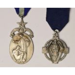 Two silver Masonic jewels, WWI Memorial and Hospital, 73gm