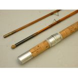 A Mid Century three piece cane fishing rod, Craftsman England 'The Dorset', 324cm long.