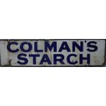 Colman's Starch, a single sided vitreous enamel advertising sign, 41 x 158cm.