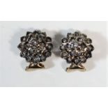 A pair of 9ct gold and diamond ear clips, 3.3gm