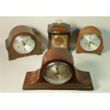 A collection of clocks and barometers to include, Westminster chime manual wind mantle, Mahogany