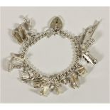 A silver charm bracelet, 63gm