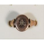An Edwardian 9ct rose gold and diamond signet ring, Birmingham 1903, Q 1/2, 3.1gm