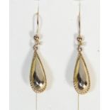 A pair of 9ct gold drop ear rings, 1gm