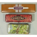 Three Harmonicas, to include A Hohner Echo Elite Harmonica, with case, together with an Echo Harp