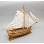 Coast guard cutter, static display model, ayous wood, plank on frame construction, 54 x 56cm,