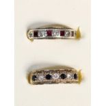 Two 9ct gold gemset rings, I 1/2 and K 1/2, 3.9gm