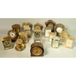 A collection of carriage clocks and barometers. (2)