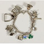 A silver and enamel charm bracelet, 41gm