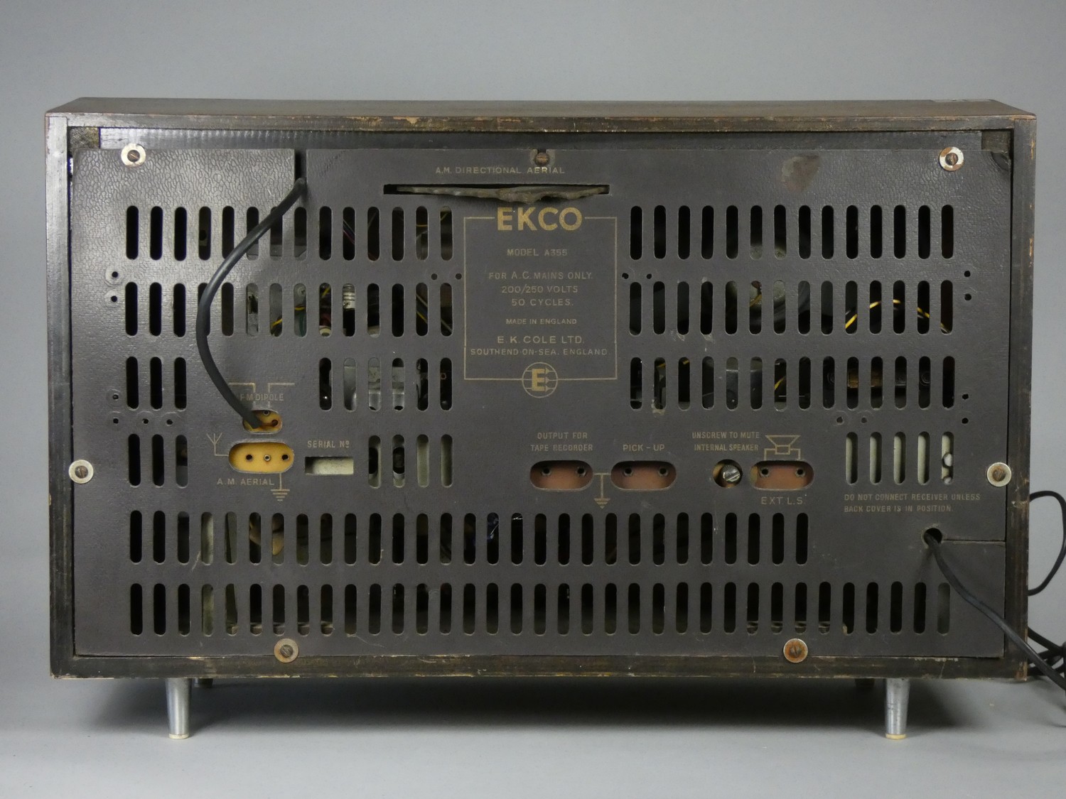 An Ekco 355 1960's valve radio. FM, MW and LW. Checked and working. Tuning indicator, aluminium - Image 5 of 5