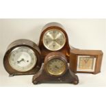 An early inlaid mahogany Westminster chime mantle clock together with a collection of mid Century