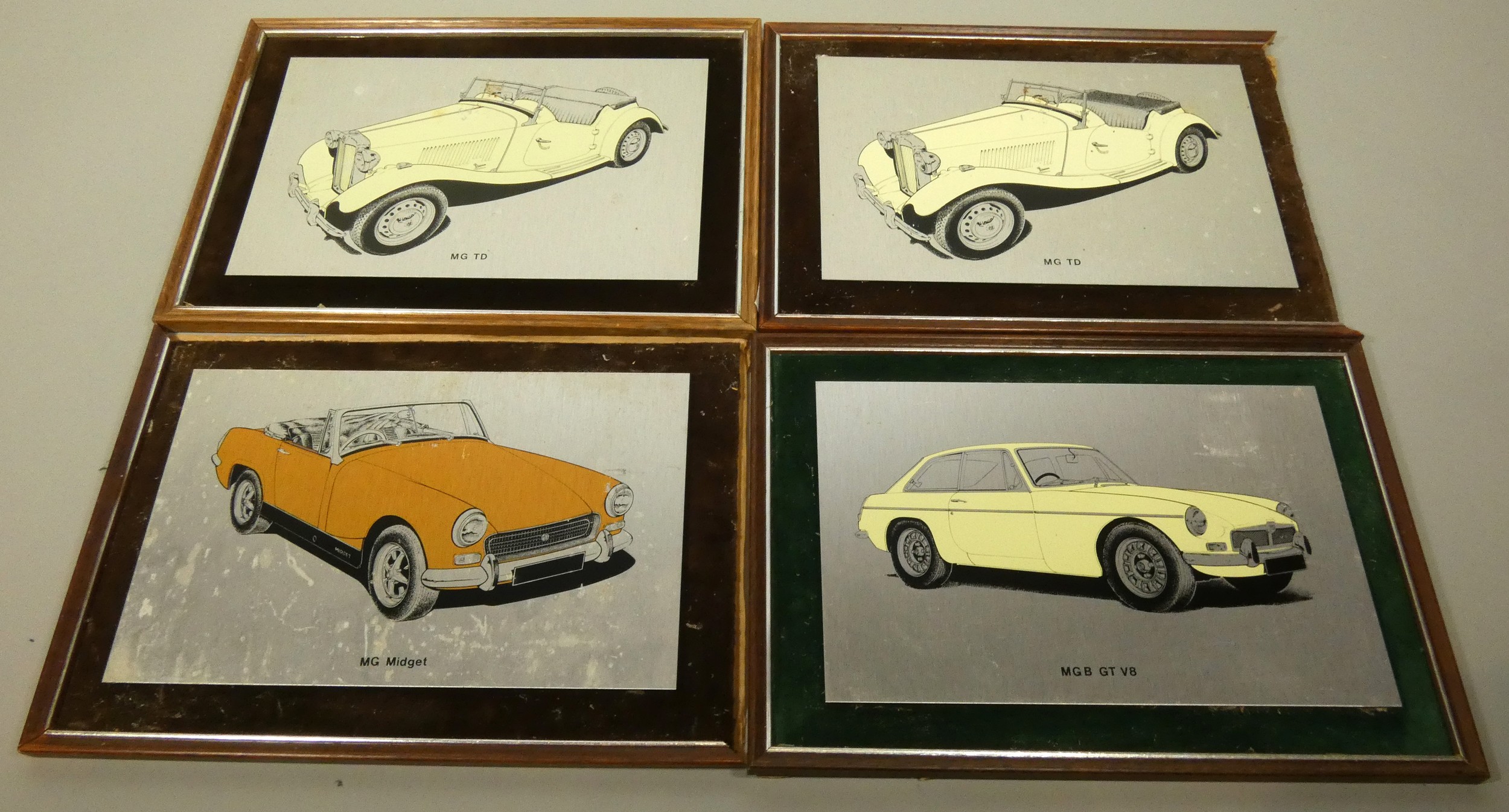 A set of ten automobile prints on polished aluminium sheets, together with a framed print - Image 2 of 3