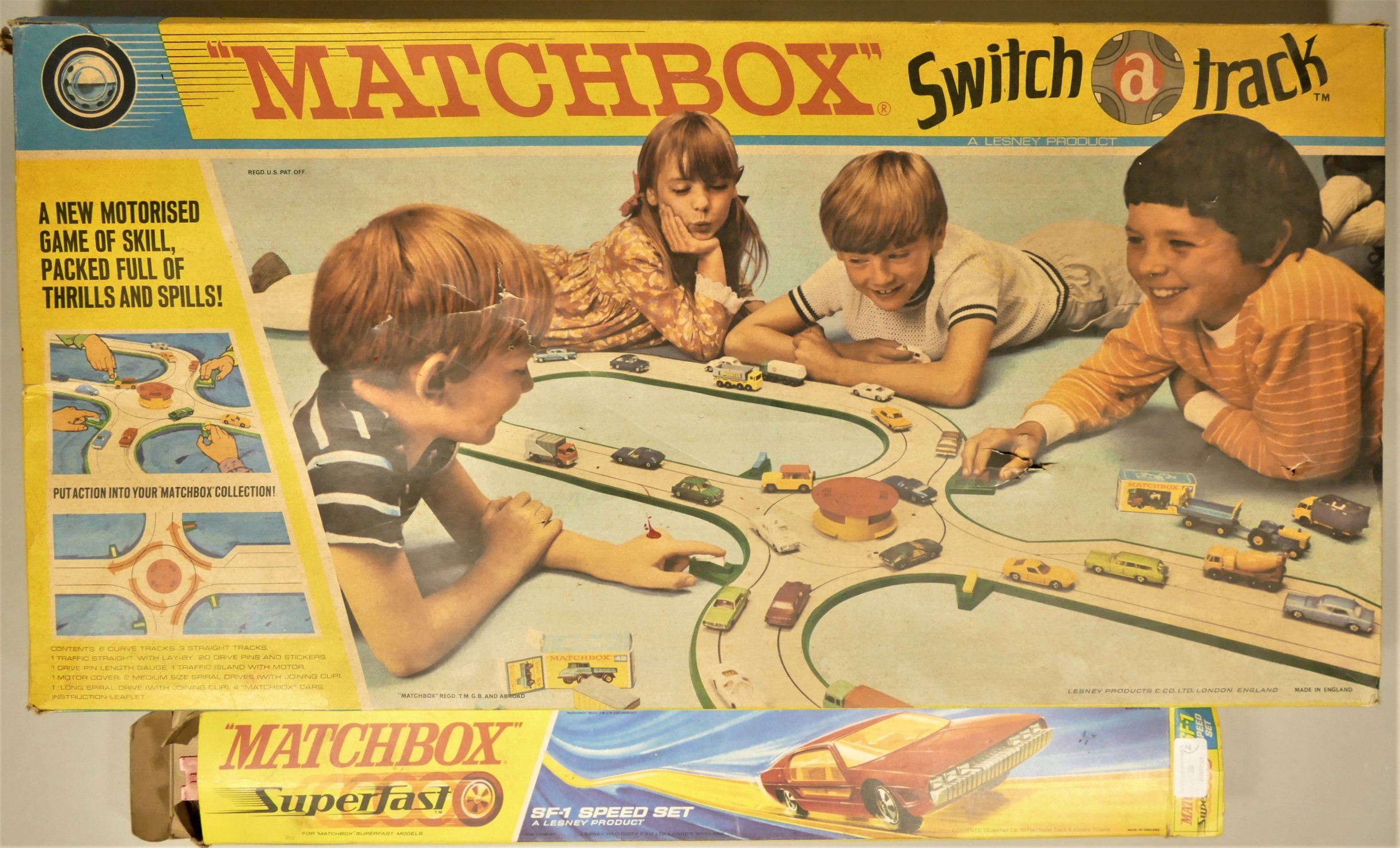 A 1970s Matchbox M3 Switch A Track Set (incomplete) together with Matchbox Superfast track. (2)