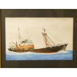 G. Sullivan?, two nautical watercolour scenes, signed lower right, 30 x 19 cm, together with a D.M.
