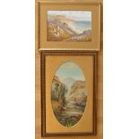 A gilt framed watercolour depicting a beach scene near Poole, indistinctly signed lower right. 34