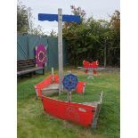 A Playdale outdoor/playground play ship, featuring themed CGL coloured panels, stern and bow seating