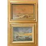 J.B Fountain oil on canvas 'Sailing Boats on rough sea' framed, unsigned, 56 x 45 cm, together