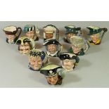 A collection of eleven Royal Doulton miniature Toby jugs, to include : D5527 Old Charley D6386