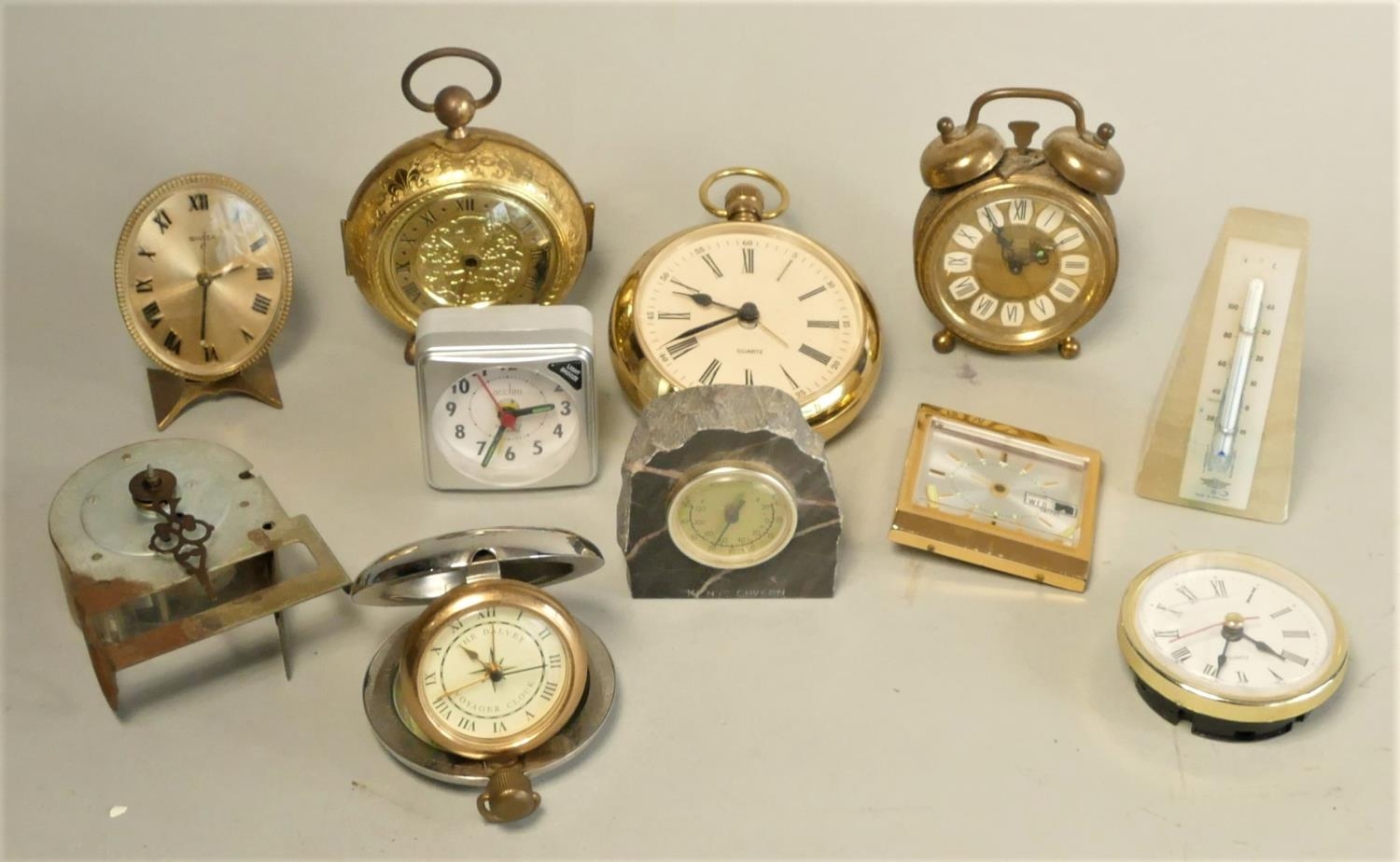 A collection of travel alarm clocks together with a selection of mid Century mantle clocks & - Image 3 of 8