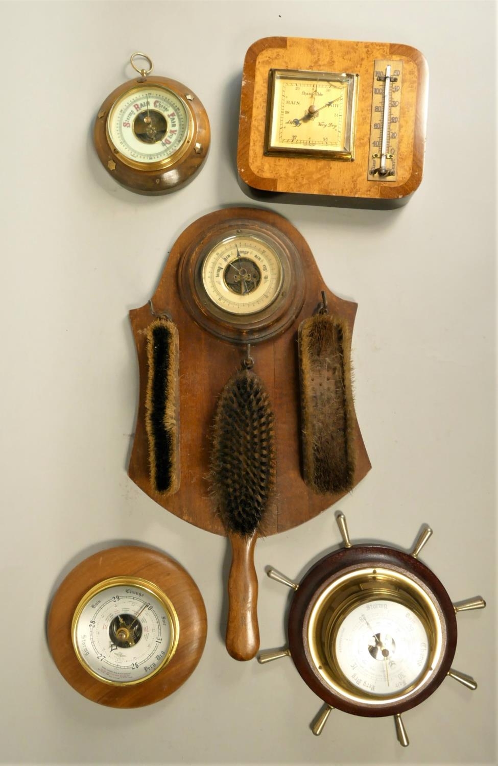 A collection of carriage and anniversary clocks together with a collection of barometers. (4) - Image 2 of 7