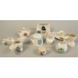 A Willow Art/Carltonware model of a WW1 aircraft, together with eight other souvenir crested china