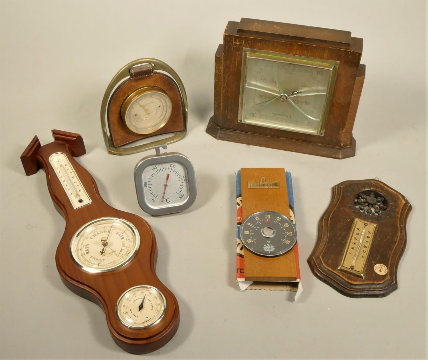 A collection of mid Century mantle clocks and barometers. (2) - Image 5 of 5