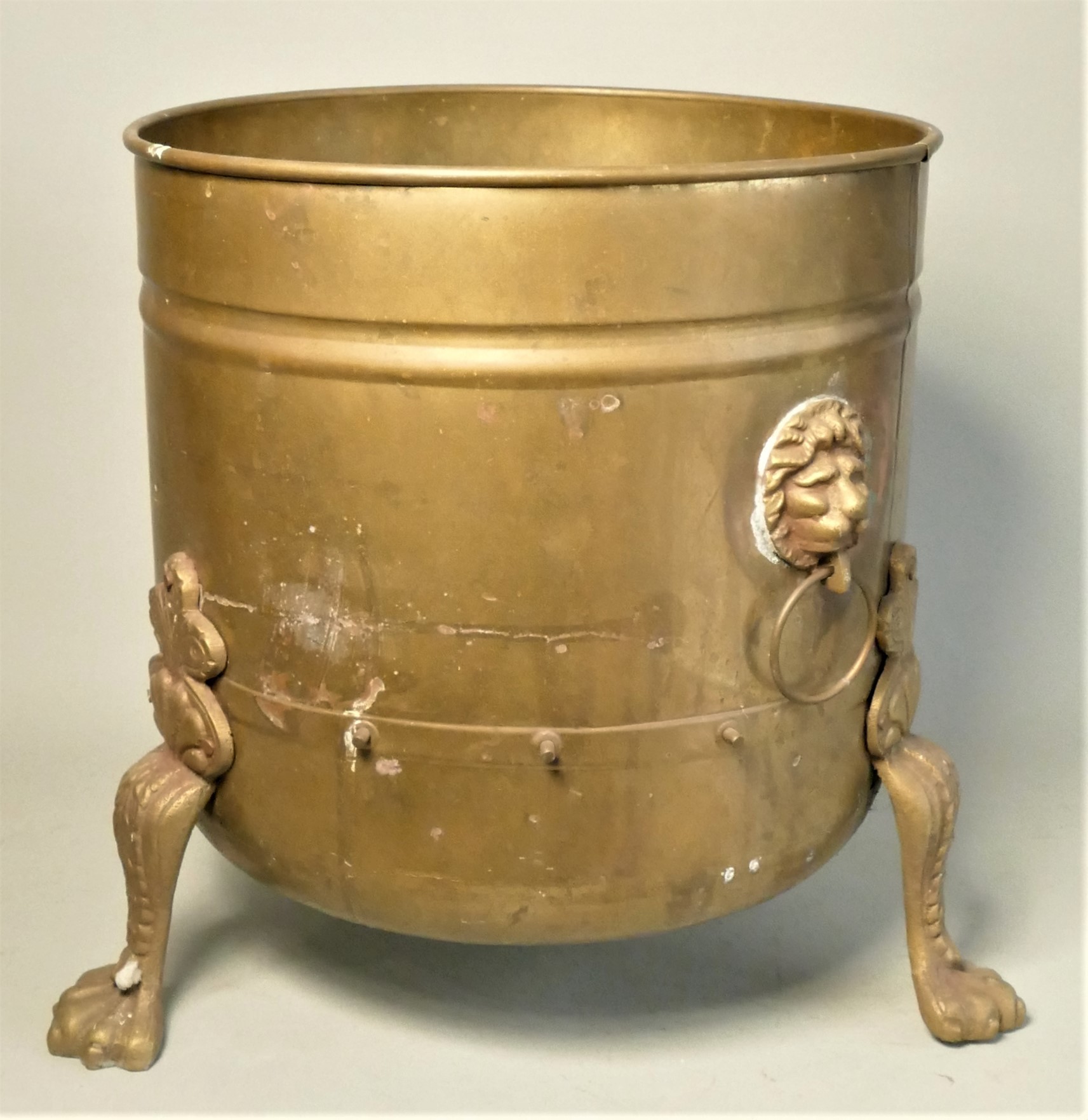 An early cast iron door stop of Mr Punch 31cm tall, together with copper ponsh's, brass planter, - Image 5 of 5