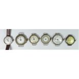 A silver manual wind wristwatch, London import 1915, a silver Nurses wristwatch, London import