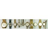 Ten manual wind wristwatches, including brands such as Timex, Sekonda, Chronos along with others