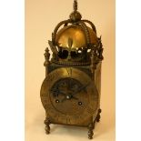 A Davall of London lantern clock, made to mark the Coronation of George VI in 1937, the face is