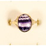 A 9ct gold and Blue John ring, R 1/2, 1.8gm