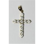 A 14k gold CZ cross pendant, 28mm overall, 1.4gm