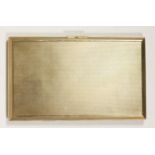 A 9ct gold cigarette case, Birmingham 1939, engine turned decoration, 137 x 82 x 8mm, 184gm.