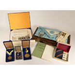 A collection of assorted Masonic wares to include, tie and cufflinks set, Driffield Rotary