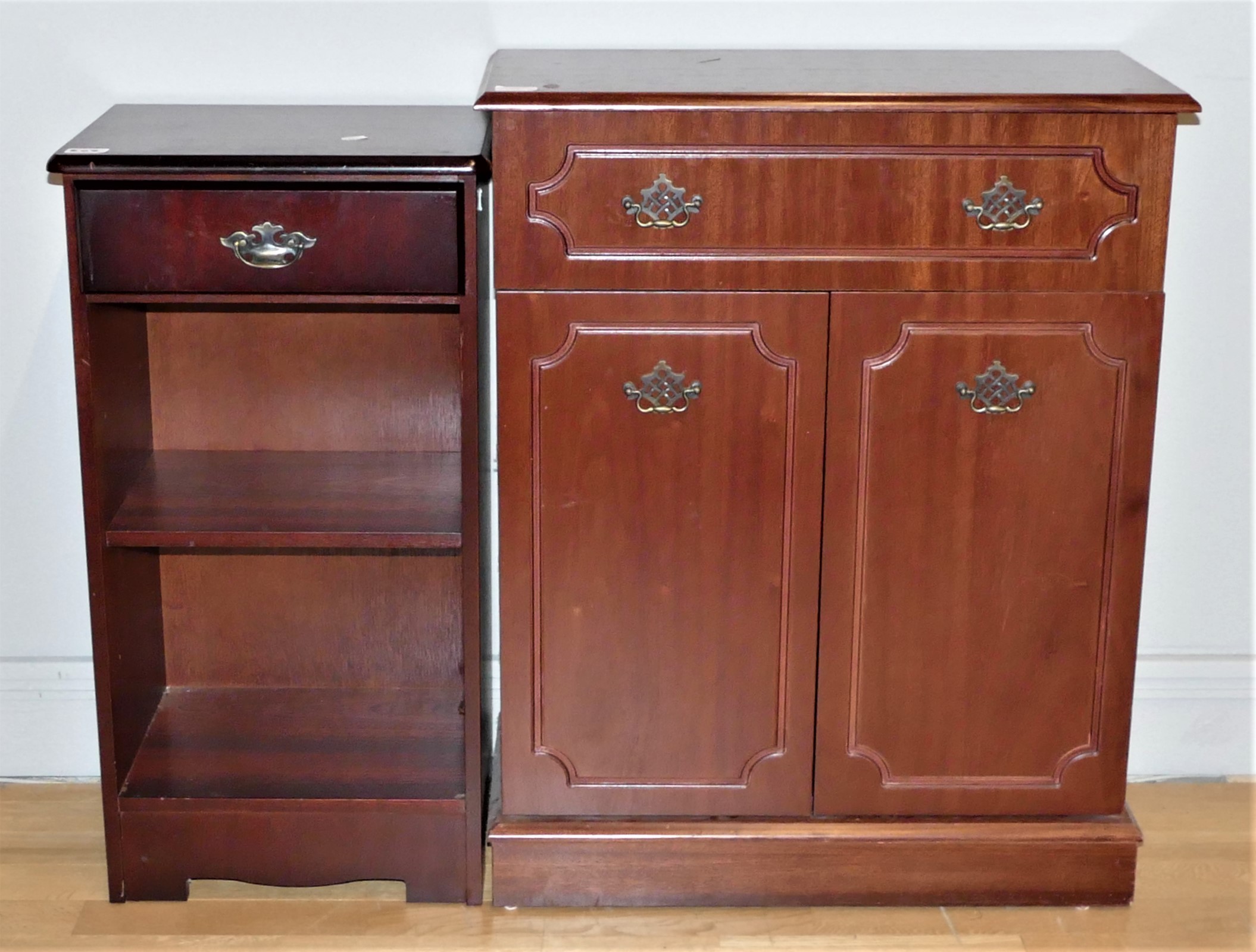 A carved inlaid nest of three tables together with two side cabinets and a dresser display - Image 2 of 3