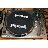 A Gemini (PY-1000II) turntable, together with a Gemini (PS-626 Pro2) stereo pre-amp mixer (2),