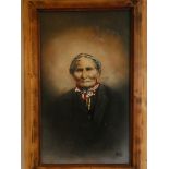 Brian Tozer (b.1944). Geronimo, acrylic and cellulose, signed an dated 00, 72 x 43cm Tozer used