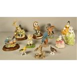 A collection of figurines and model birds, to include - Royal Doulton 'Coralie' HN 2307, Royal