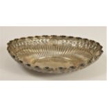 A Victorian silver dish, London 1897, with embossed border, 16 x 11cm, 88gm