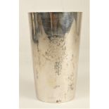 Of 9th Queens Lancers interest; a white metal/silver beaker, unmarked, with regimental engraving,